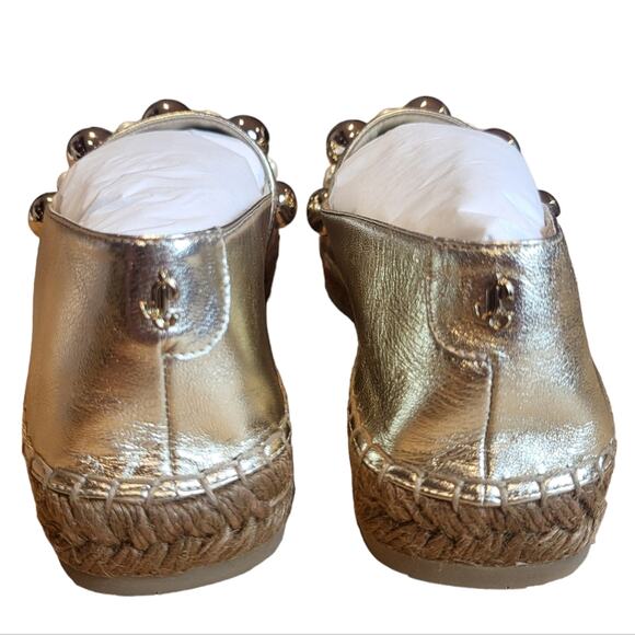 Jimmy Choo Dru Square Toe Stud Imitation Pearl Embellished Espadrille Flats 36/6 - Picture 7 of 11